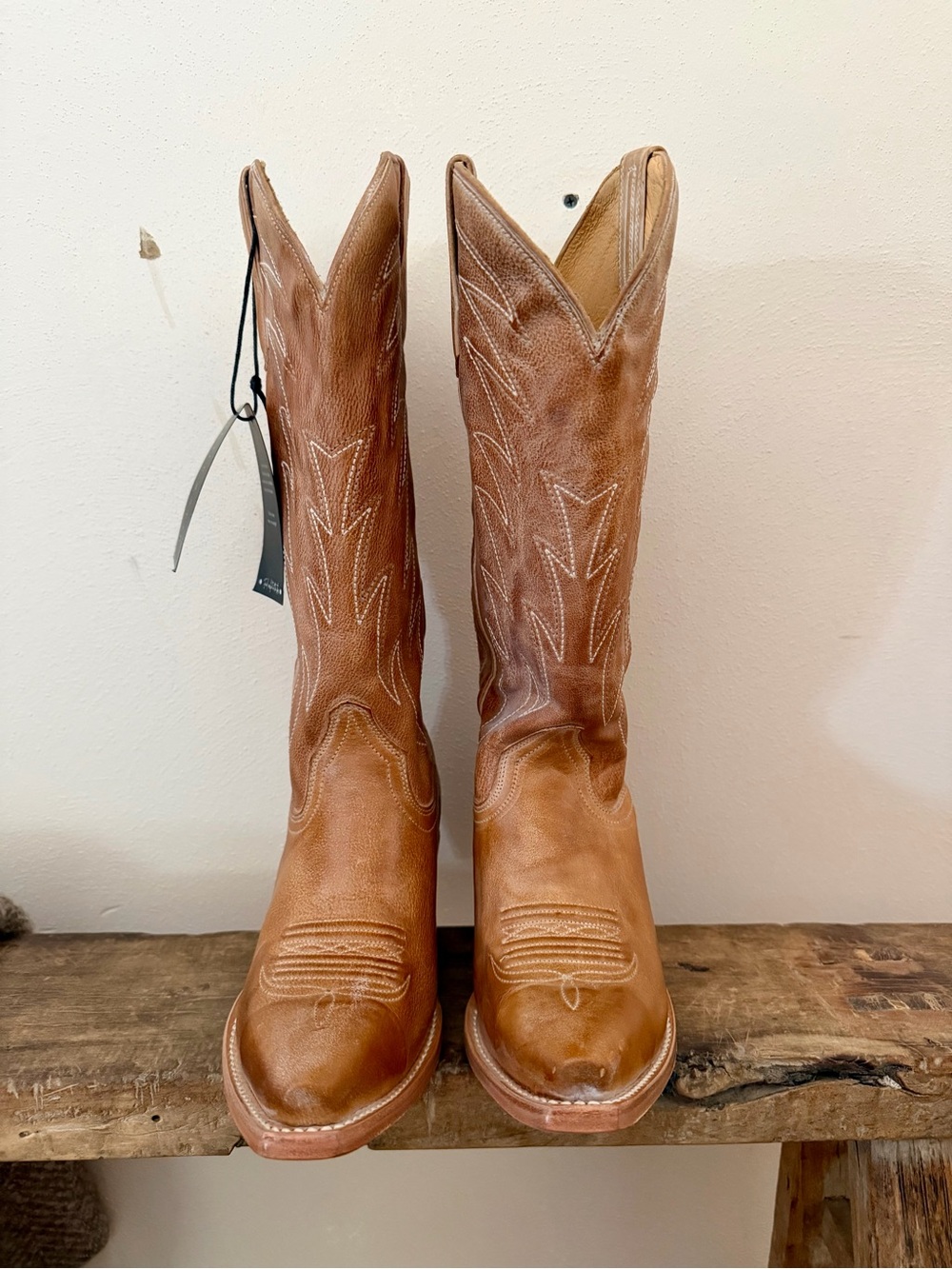 Black Star Carmencita Saddle Tan Western Leather Boots – Size 8.5 – $250